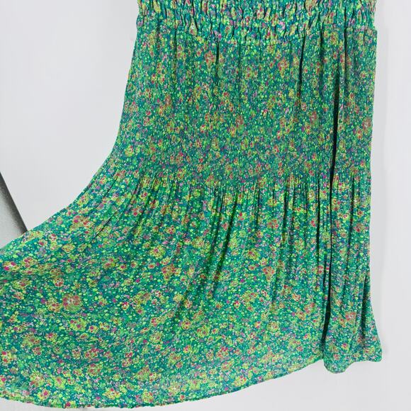 Sunny Leigh NWT Green Floral Midi Skirt Smocked Waist Juniper Green Size S - Picture 8 of 9